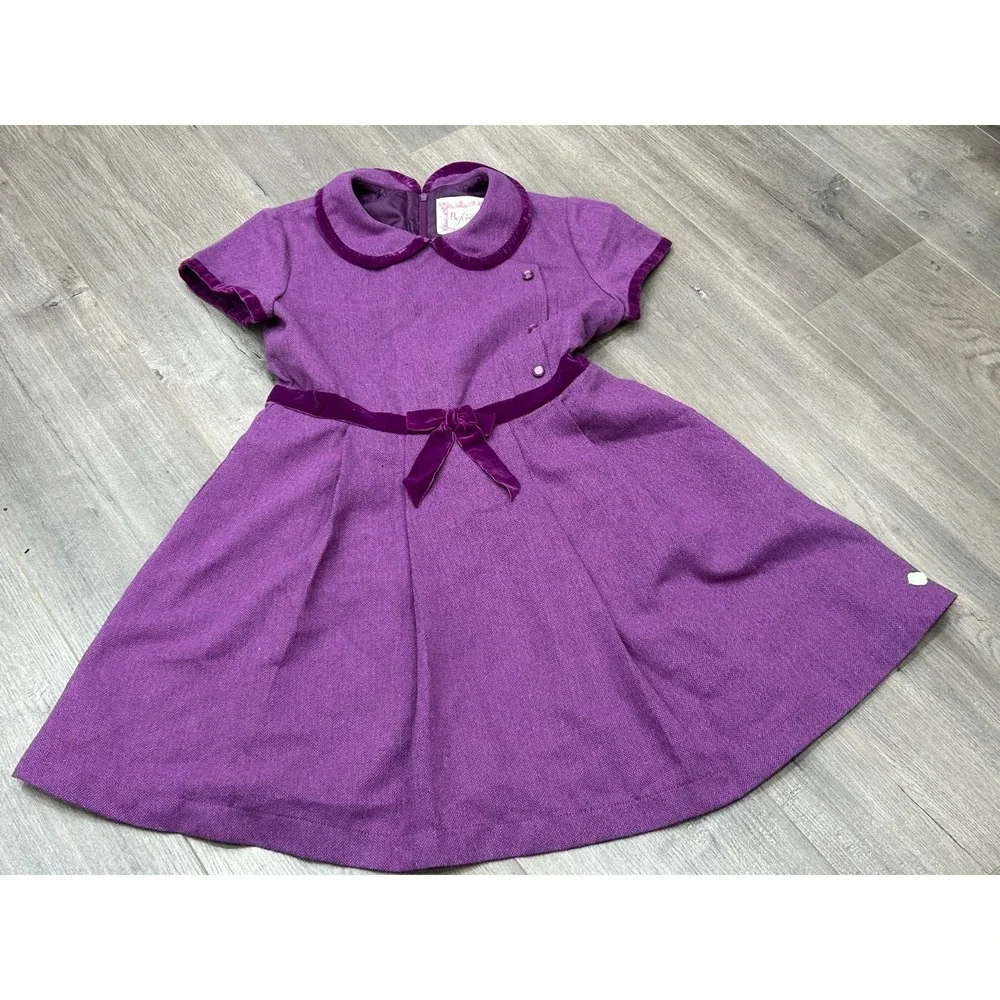American Girl Beforever Dress‎ Girls Size 12 Purple Peter Pan Collar Belt Party